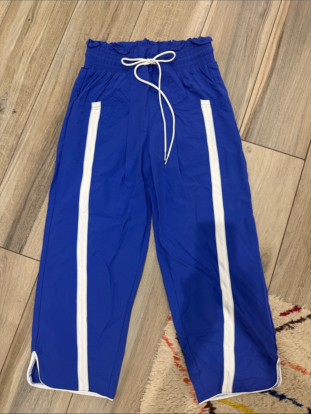 NWT BUCKETLIST Royal Blue Track Pants with White Stripes